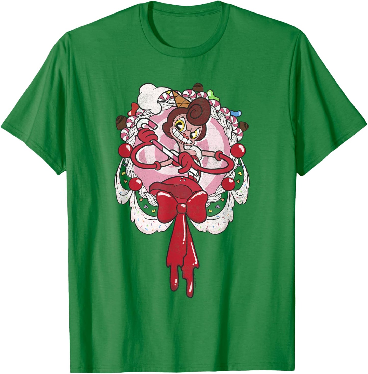 Cuphead Baroness Von Bon Bon Melting Candy Frame Portrait T-Shirt - T-Shirt | Irish Green