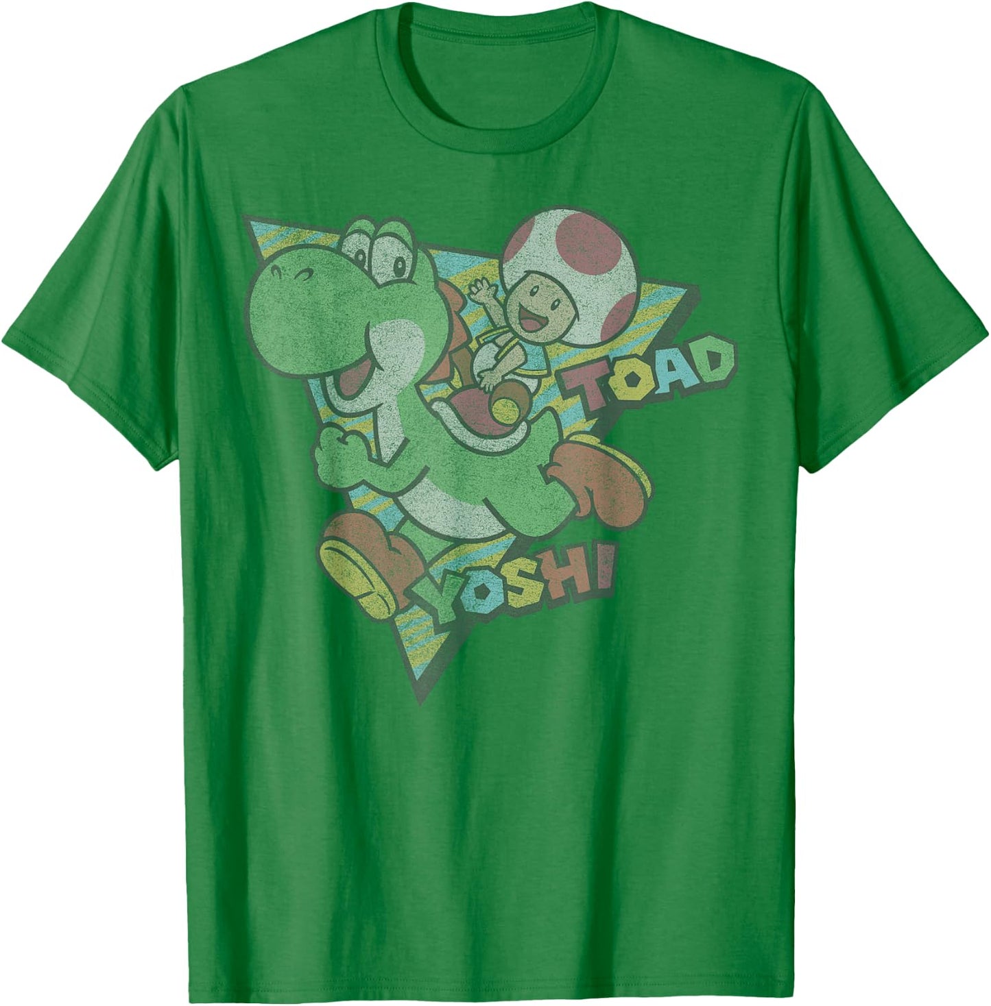 Super Mario Toad & Yoshi Vintage Nintendo Game Portrait T-Shirt - T-Shirt | Irish Green