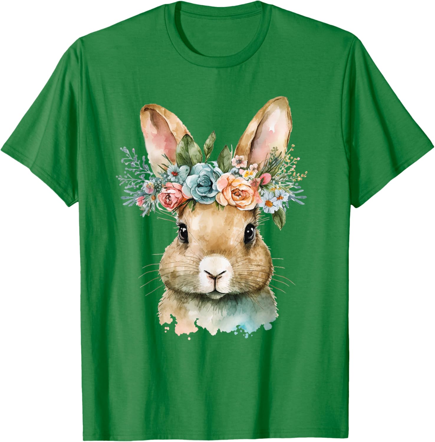 Easter Bunny Floral Flower Crown For Girls Women Spring T-Shirt - T-Shirt | Irish Green