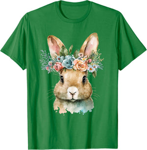 Easter Bunny Floral Flower Crown For Girls Women Spring T-Shirt - T-Shirt | Irish Green