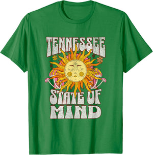 Retro Tennessee State Of Mind | Tennessee Lovers Distressed T-Shirt - T-Shirt | Irish Green