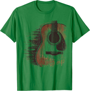 Musician Guitarist Distressed Acoustic Guitar , -Adults, Blue, Small, Short Sleeve T-Shirt - T-Shirt | Irish Green