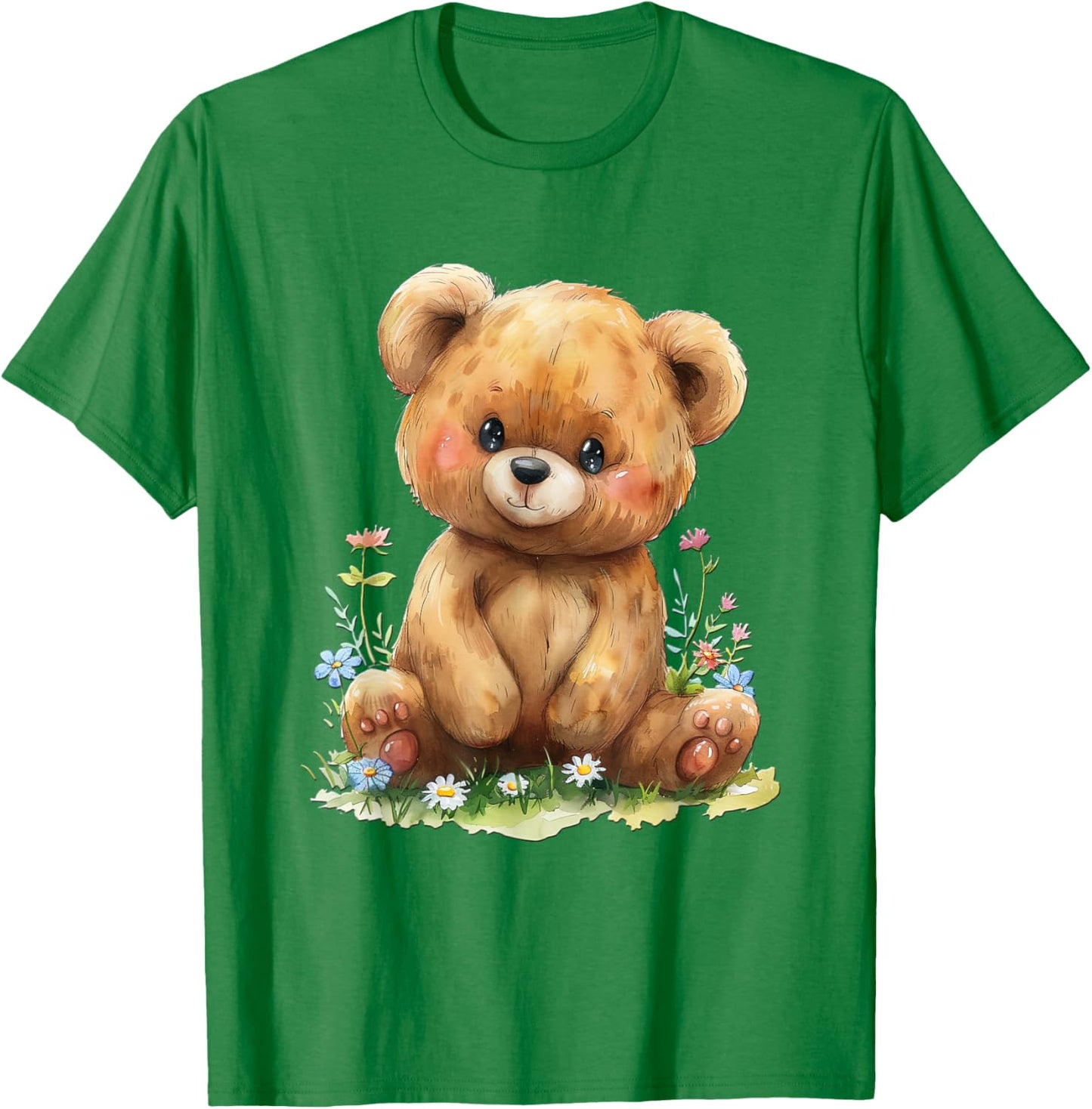 Baby Bear with Flowers Cute Lil Bears Snugglebear Daughter T-Shirt - T-Shirt | Irish Green