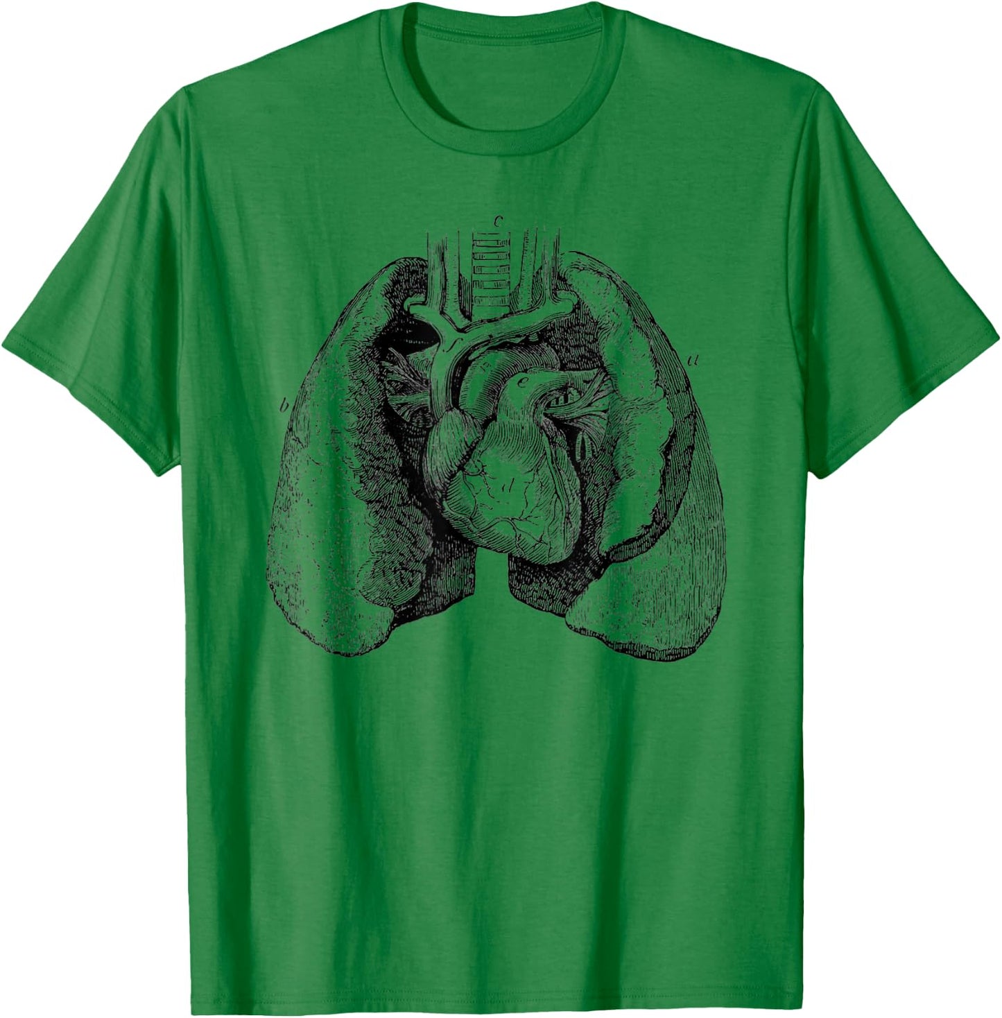 Human heart lungs anatomy Vintage medical Anatomical Heart T-Shirt - T-Shirt | Irish Green