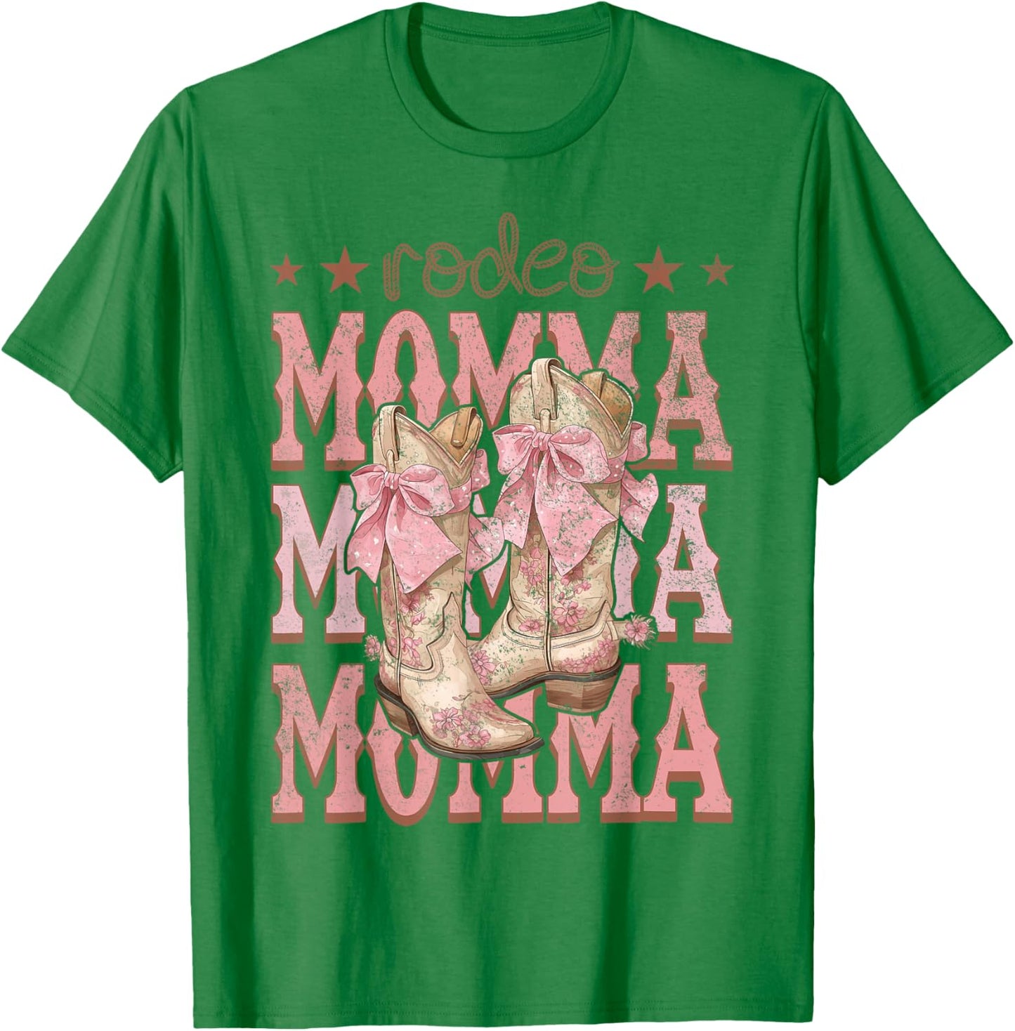 Rodeo Momma Pink Boots Coquette Cow-Girl Birthday Party T-Shirt - T-Shirt | Irish Green