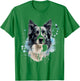 Border Collie Abstract Motif Painting Animal Border Collie T-Shirt - T-Shirt | Irish Green