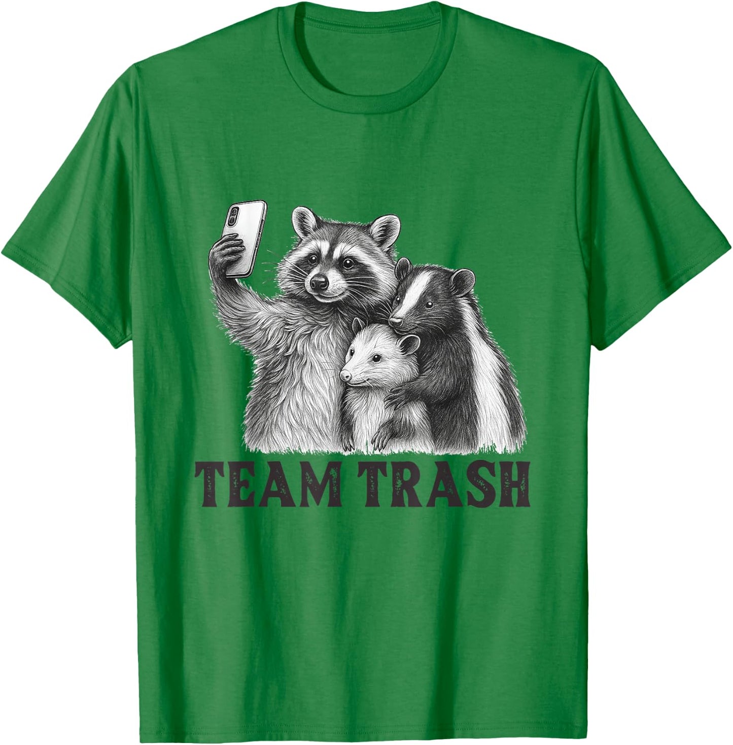 Team Trash Raccoon Opossum Skunk Sunglasses Feral Cats T-Shirt - T-Shirt | Irish Green
