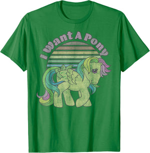 My Little Pony Skydancer I Want a Pony Vintage Stripes Small T-Shirt - T-Shirt | Irish Green