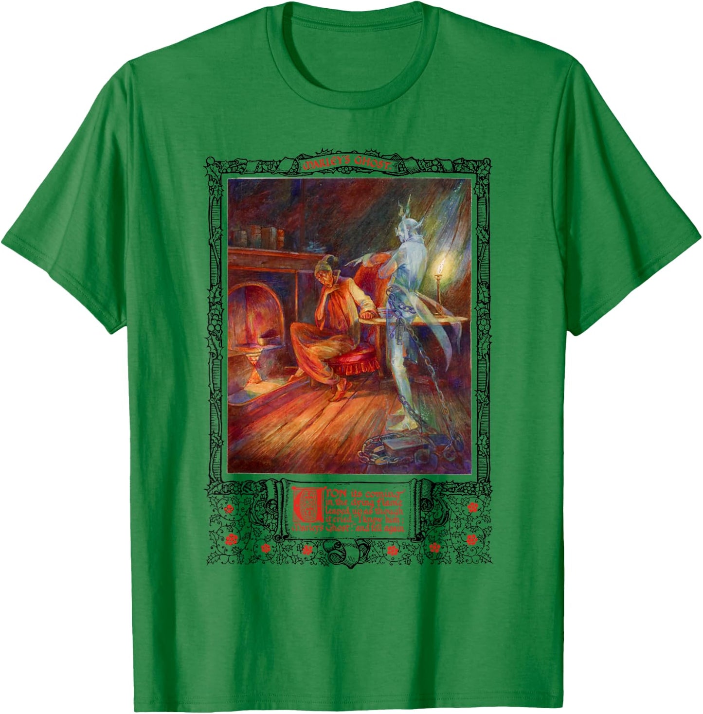 Bah Humbug Scrooge A Christmas Carol Jacob Marley Ghost T-Shirt - T-Shirt | Irish Green
