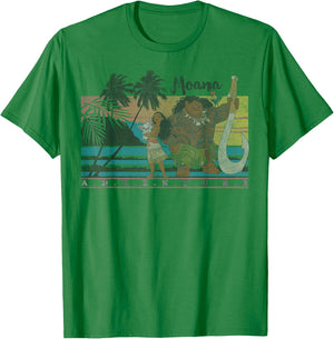 Disney Moana & Maui Adventure Faded Portrait T-Shirt - T-Shirt | Irish Green