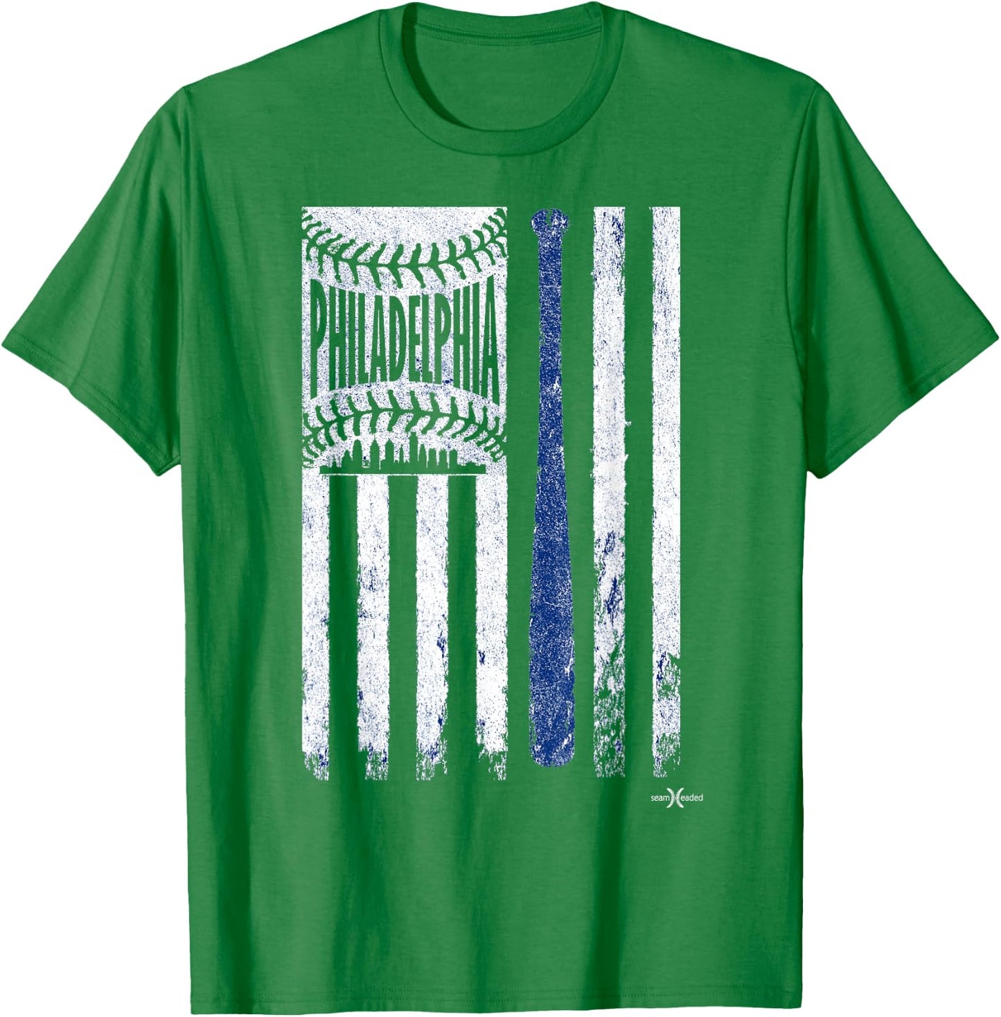 The Vintage Philadelphia Baseball Flag | Patriotic Baseball Kids Men T-Shirt - T-Shirt | Irish Green