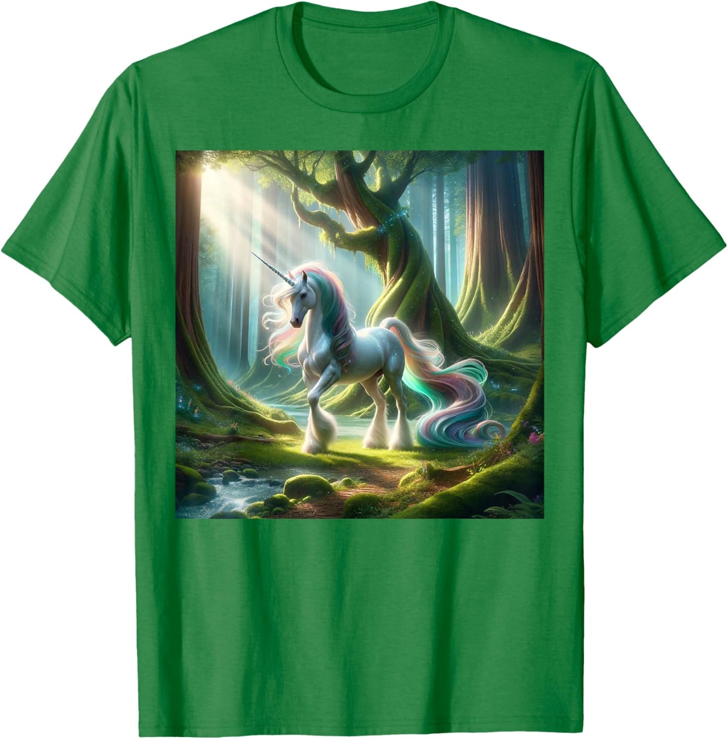 Beautiful Unicorn Clydesdale, Enchanted Forest Graphic T-Shirt - T-Shirt | Irish Green