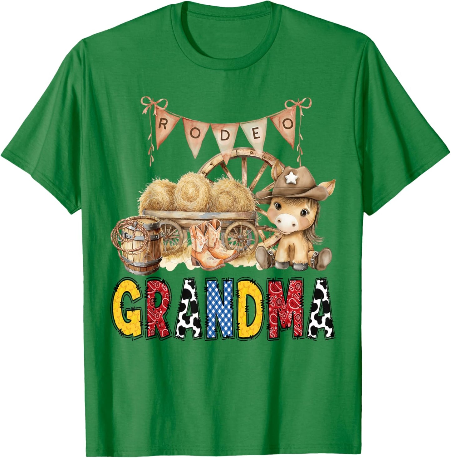 Rodeo Grandma Western Cowboy Birthday Matching Family T-Shirt - T-Shirt | Irish Green