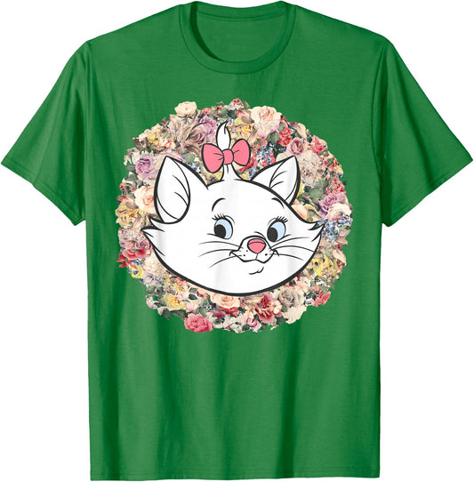 Disney The Aristocats Marie Floral Portrait T-Shirt - T-Shirt | Irish Green