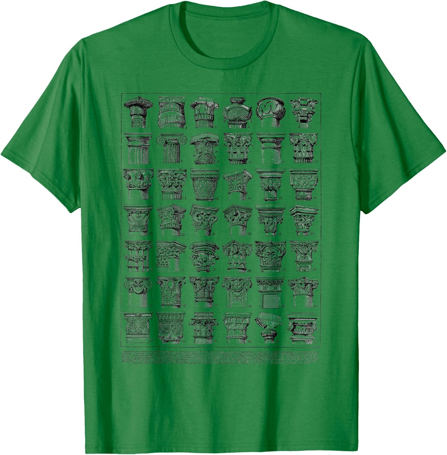 Vintage Roman Column Chart Architecture T-Shirt - T-Shirt | Irish Green