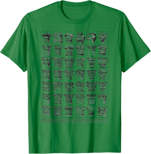 Vintage Roman Column Chart Architecture T-Shirt - T-Shirt | Irish Green