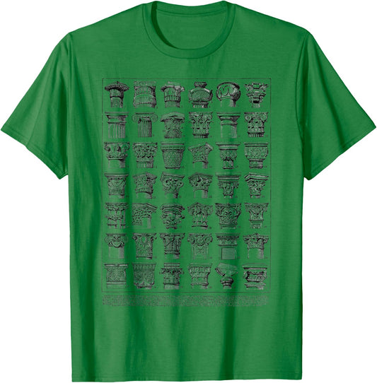 Vintage Roman Column Chart Architecture T-Shirt - T-Shirt | Irish Green