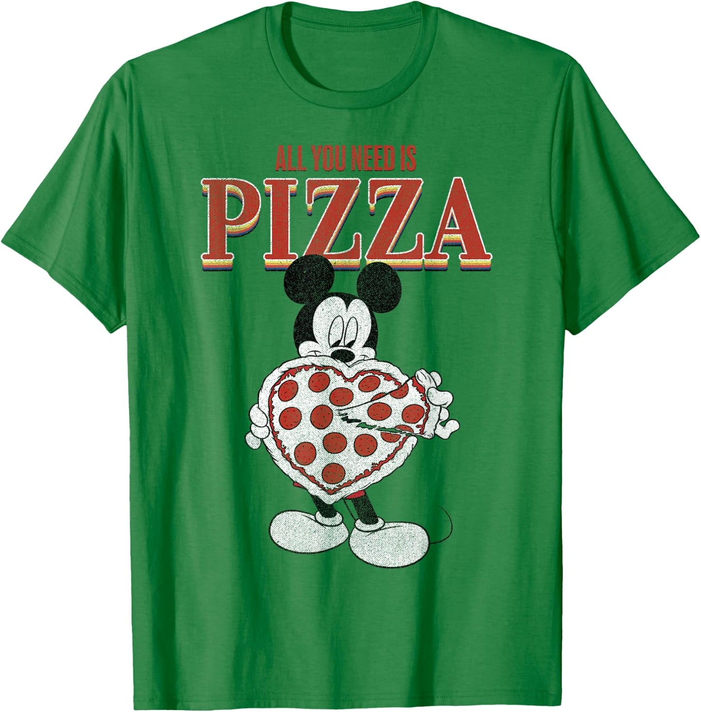 Disney Mickey And Friends Mickey All You Need Is Pizza T-Shirt - T-Shirt | Irish Green
