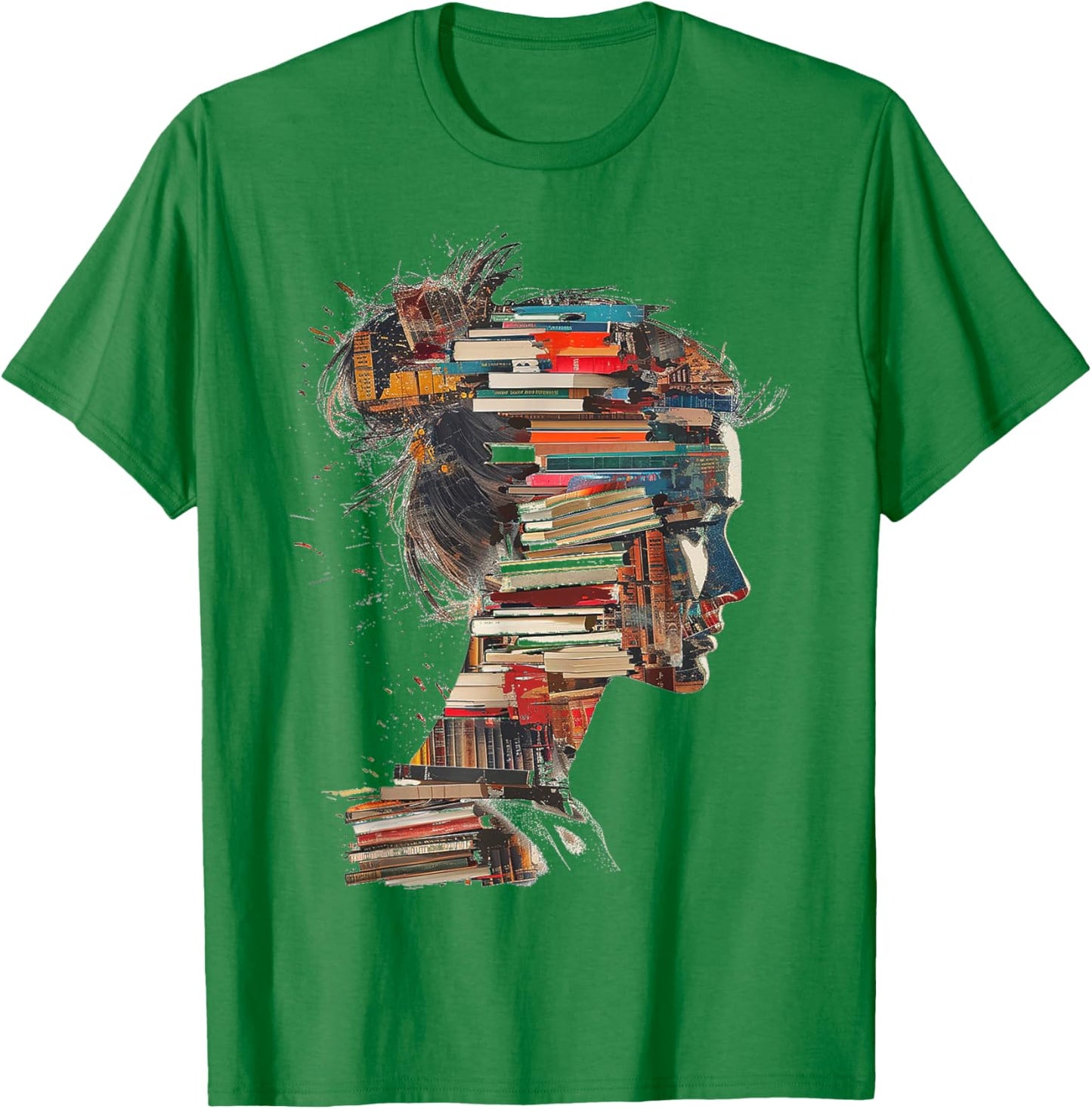 Books Lover Women Art Colorful Drawing Graphic Books T-Shirt - T-Shirt | Irish Green
