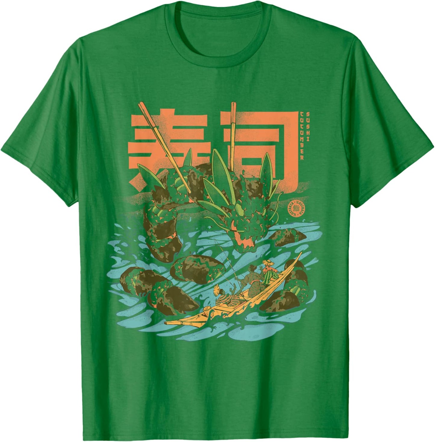 Cucumber Sushi Dragon Japanese Food Lovers Anime Dragon T-Shirt - T-Shirt | Irish Green