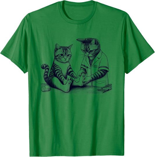 Vintage Retro Physical Therapist Cat Therapy Kitten Lover Men Women Kids T-Shirt - T-Shirt | Irish Green