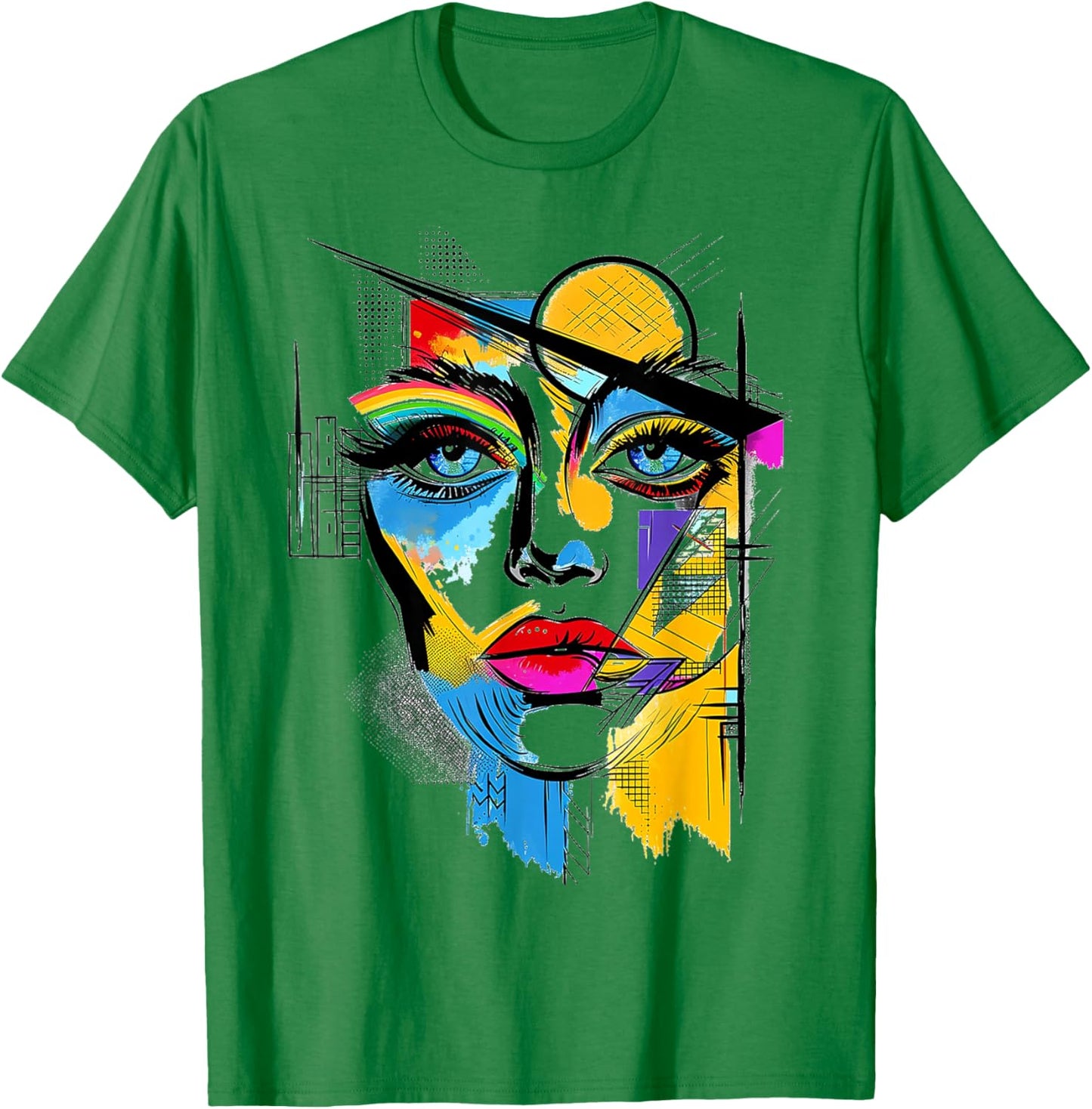 Women Geometric Art Polygon Abstract Human Graphic Women T-Shirt - T-Shirt | Irish Green
