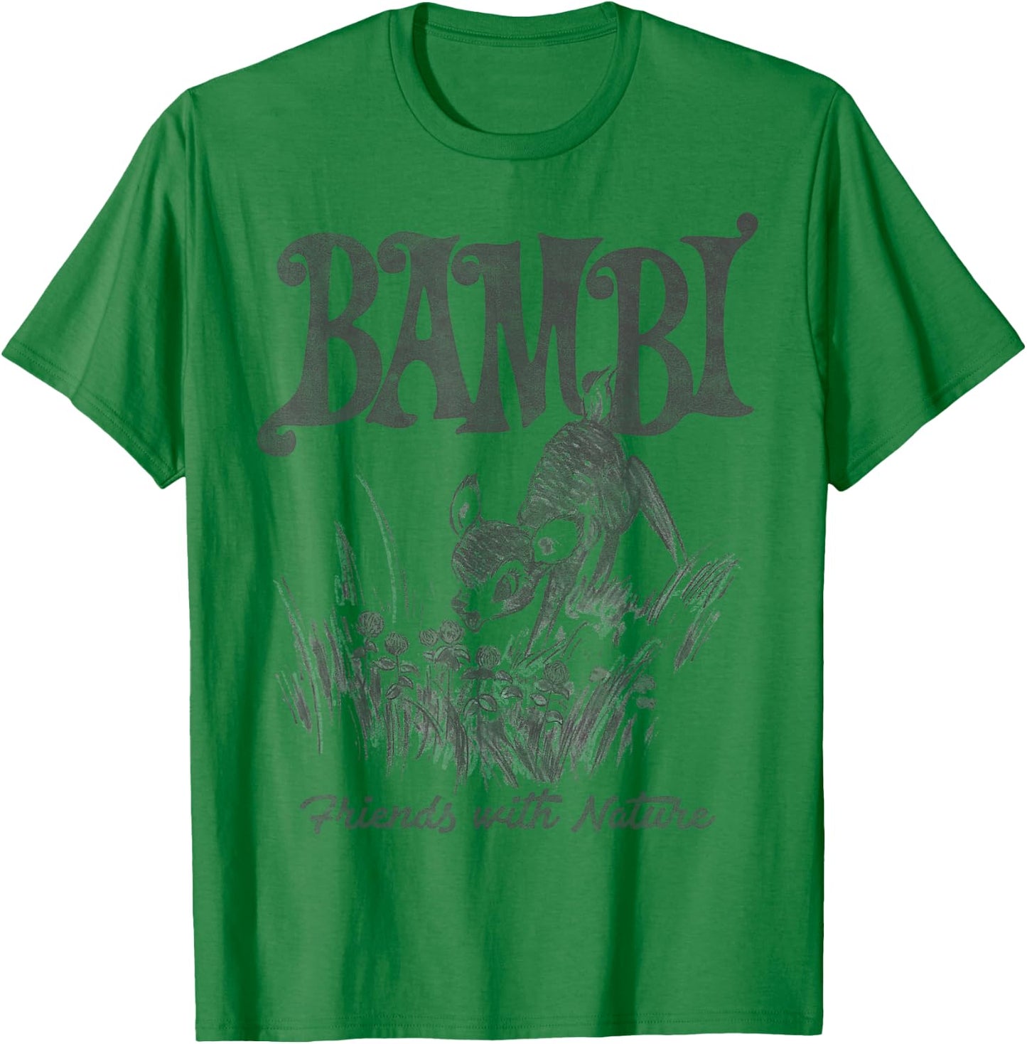 Disney Bambi Friends with Nature Pencil Sketch T-Shirt - T-Shirt | Irish Green