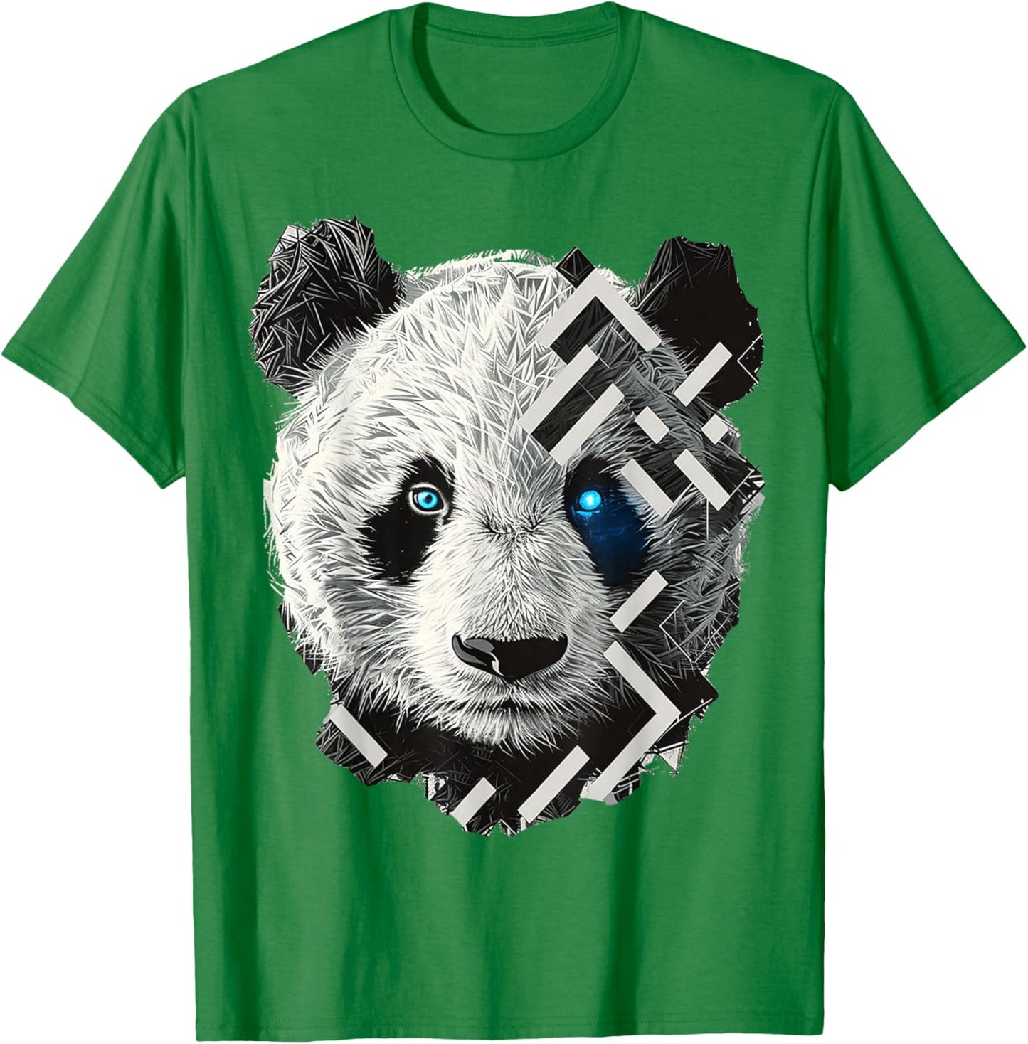 Panda Drawing Animal Geometric Art Panda T-Shirt - T-Shirt | Irish Green