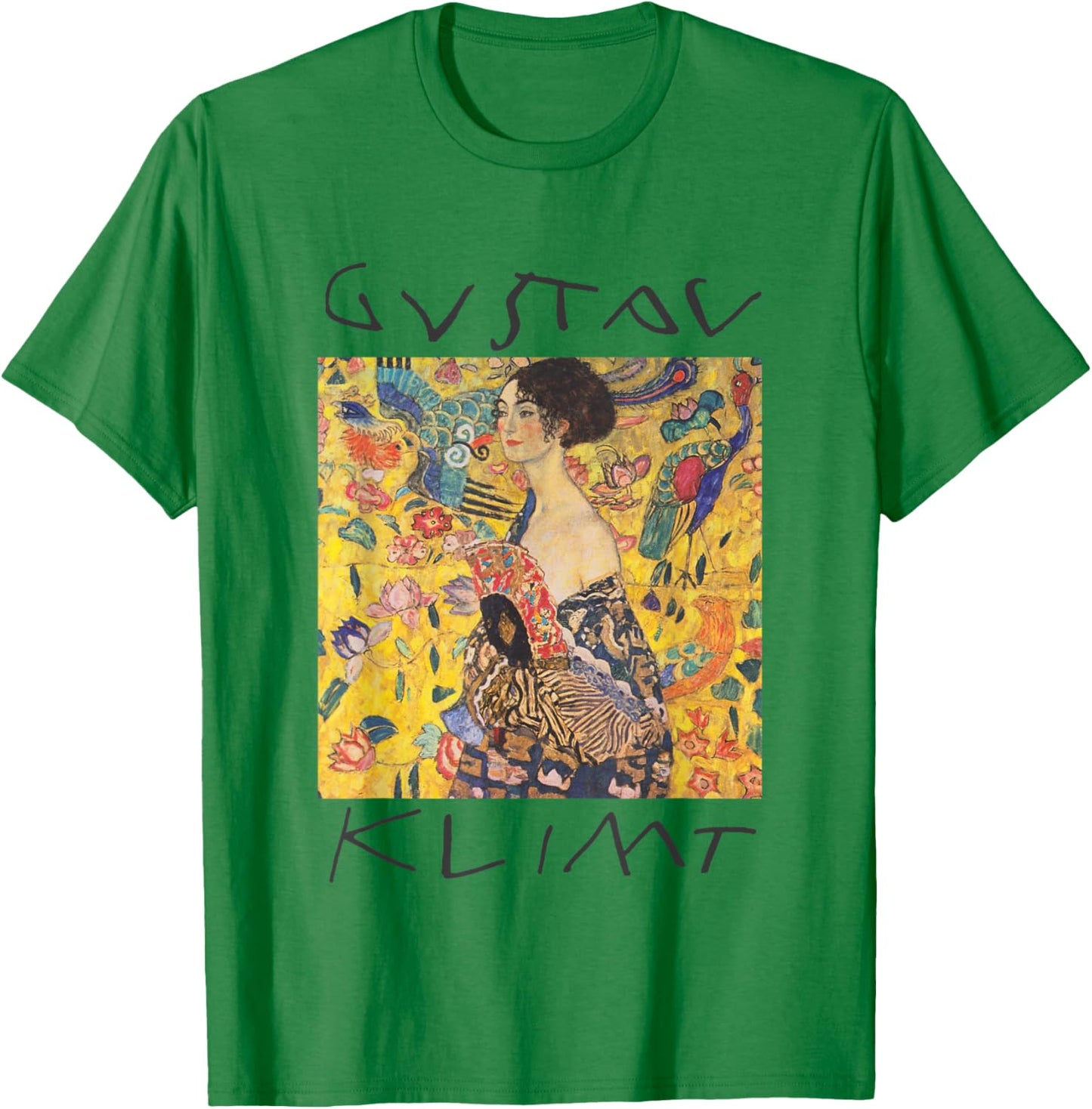 Gustav Klimt Lady With A Fan Vintage Painting T-Shirt - T-Shirt | Irish Green