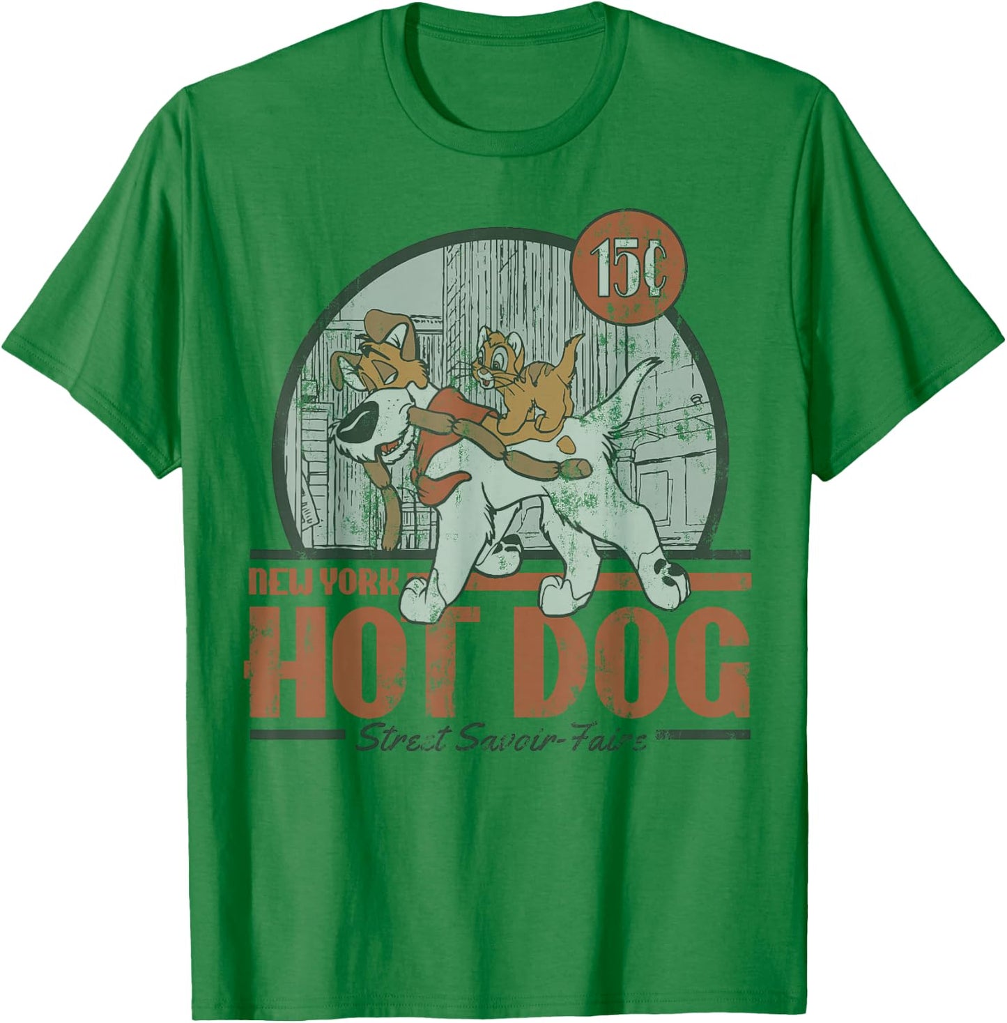 Disney Oliver & Company New York Hot Dog Poster Small T-Shirt - T-Shirt | Irish Green