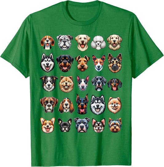 Types Of Dogs Breeds Chart Educational Canine Enthusiast T-Shirt - T-Shirt | Irish Green