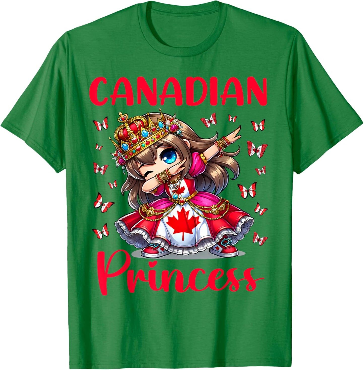 Canadian Princess Dab Girl Maple Leaf Pride for Kids Girls T-Shirt - T-Shirt | Irish Green