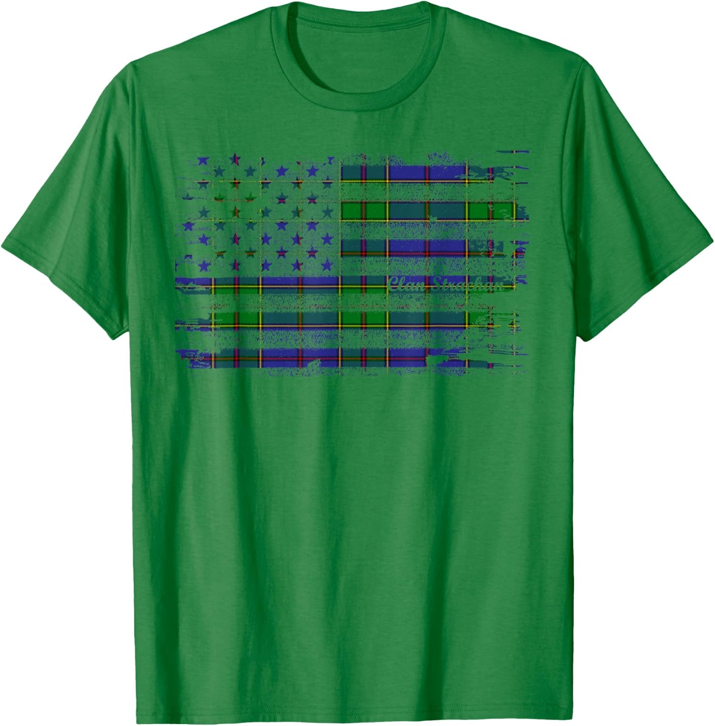 Strachan surname american flag scottish clan tartan Women Kids Men T-Shirt - T-Shirt | Irish Green