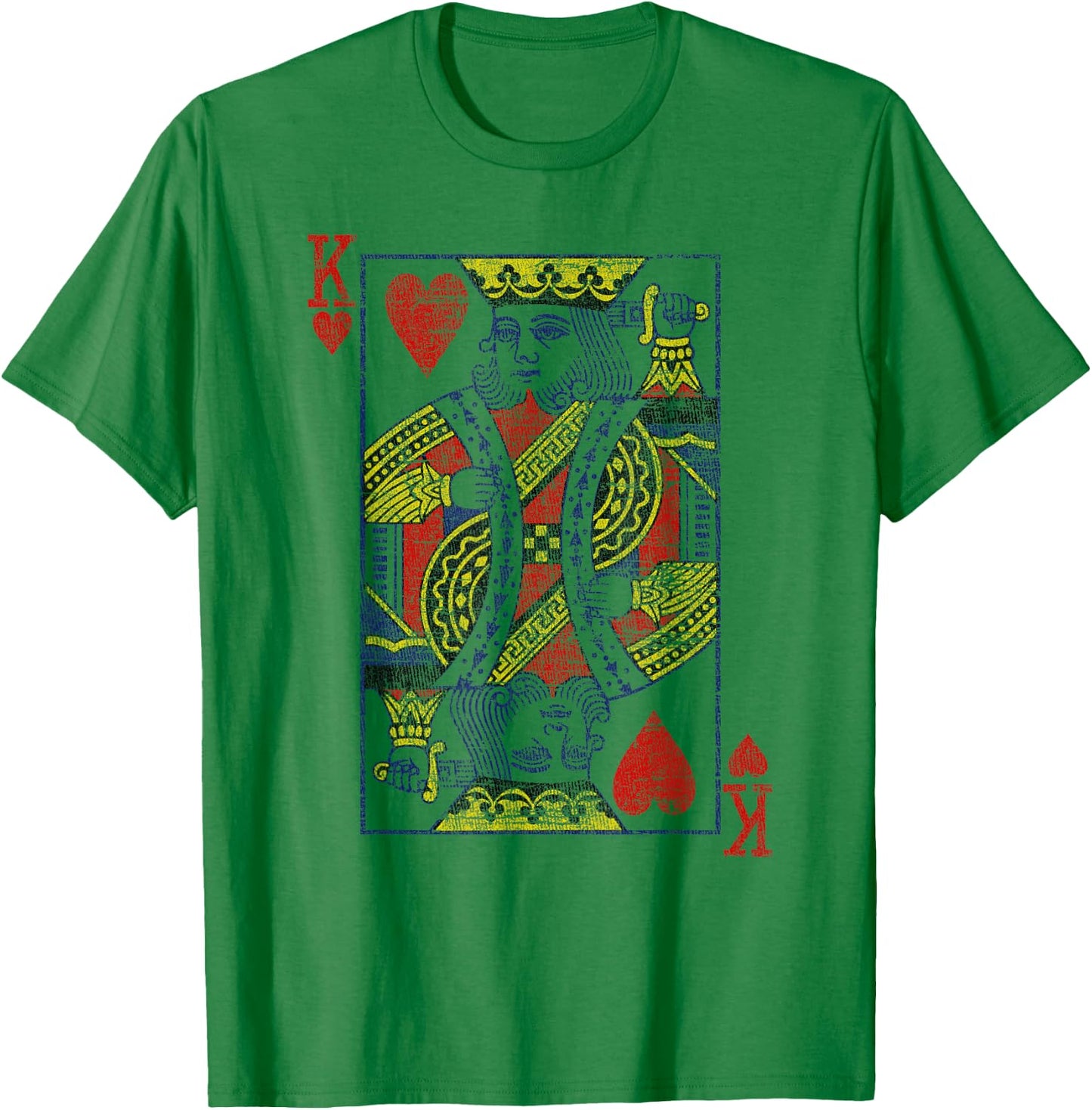 King of Hearts Playing Card Costume Poker Distressed T-Shirt - T-Shirt | Irish Green
