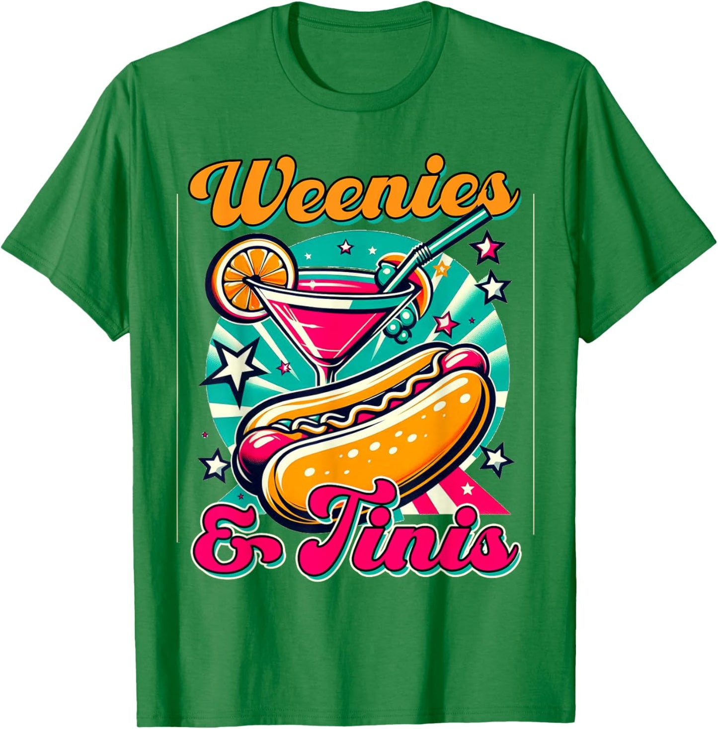 Hotdog & Martini Cocktail Drinking Foodie Weenies & Tinis T-Shirt - T-Shirt | Irish Green
