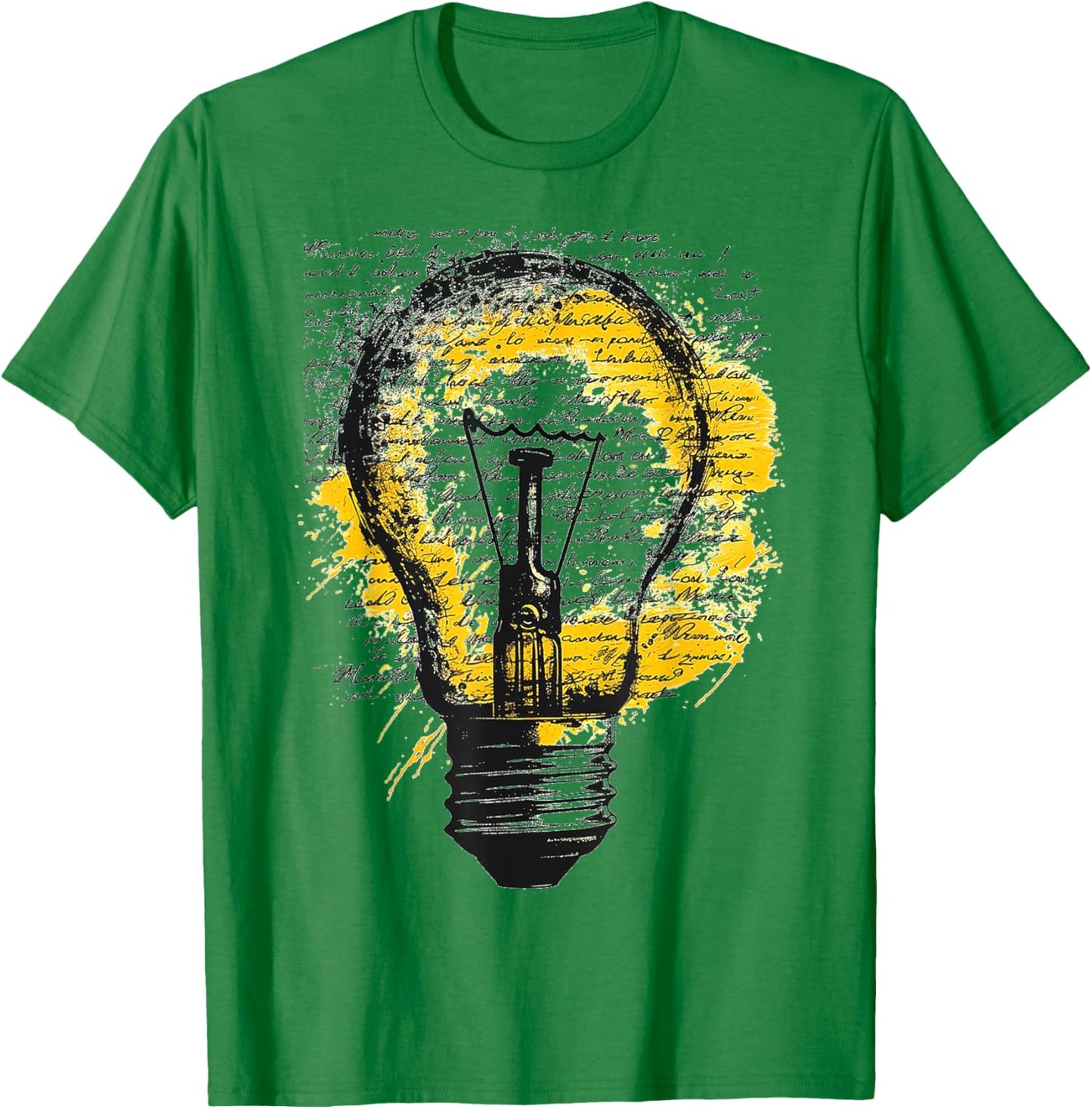 Light Bulb Text Painting Abstract Art Drawing Graphic T-Shirt - T-Shirt | Irish Green