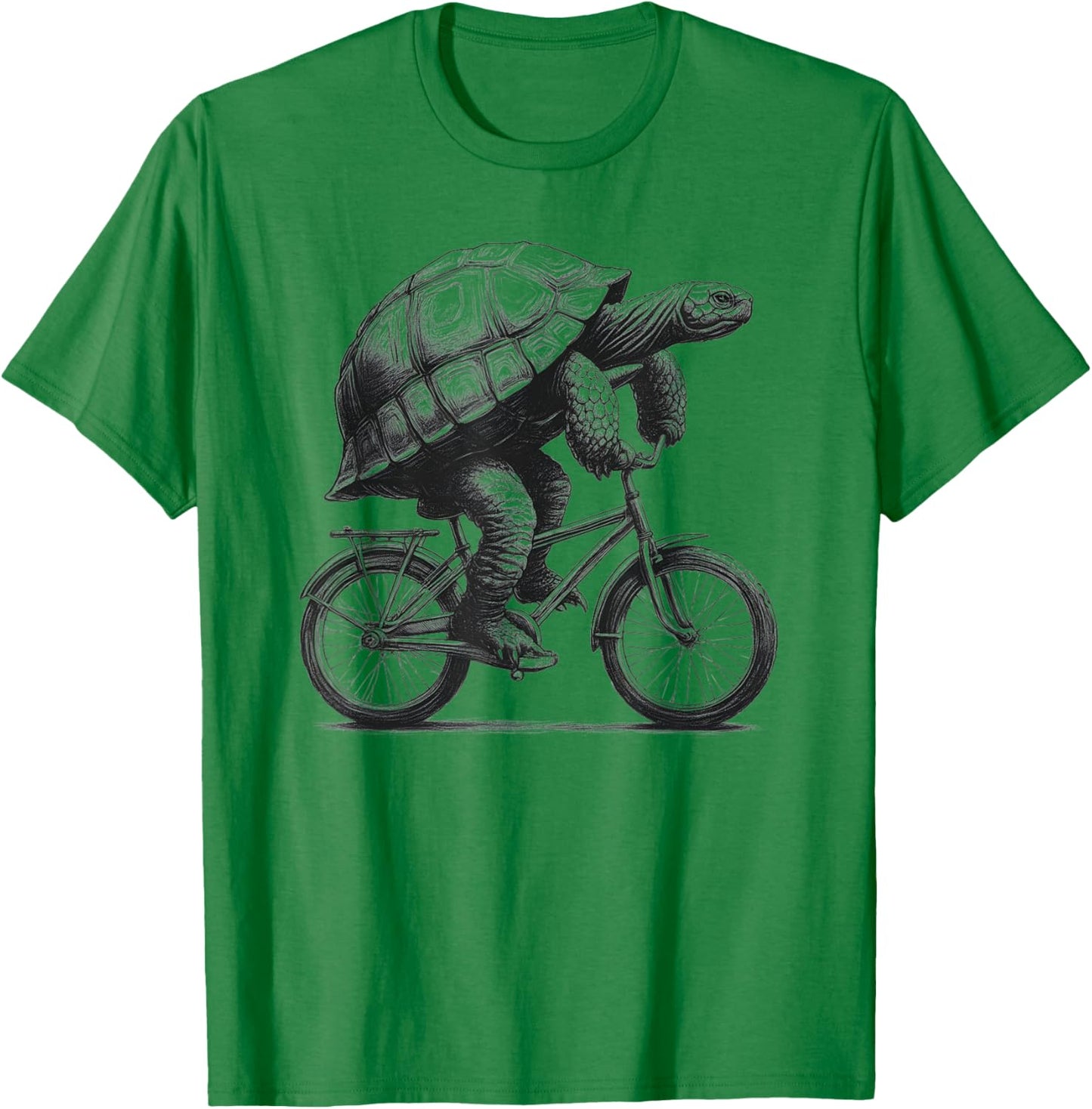 Turtle Riding Bike Biker Cycling Bicycle Vintage Retro T-Shirt - T-Shirt | Irish Green