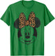 Disney Minnie Mouse Vintage Leopard Print Bow Portrait Short Sleeve T-Shirt - T-Shirt | Irish Green