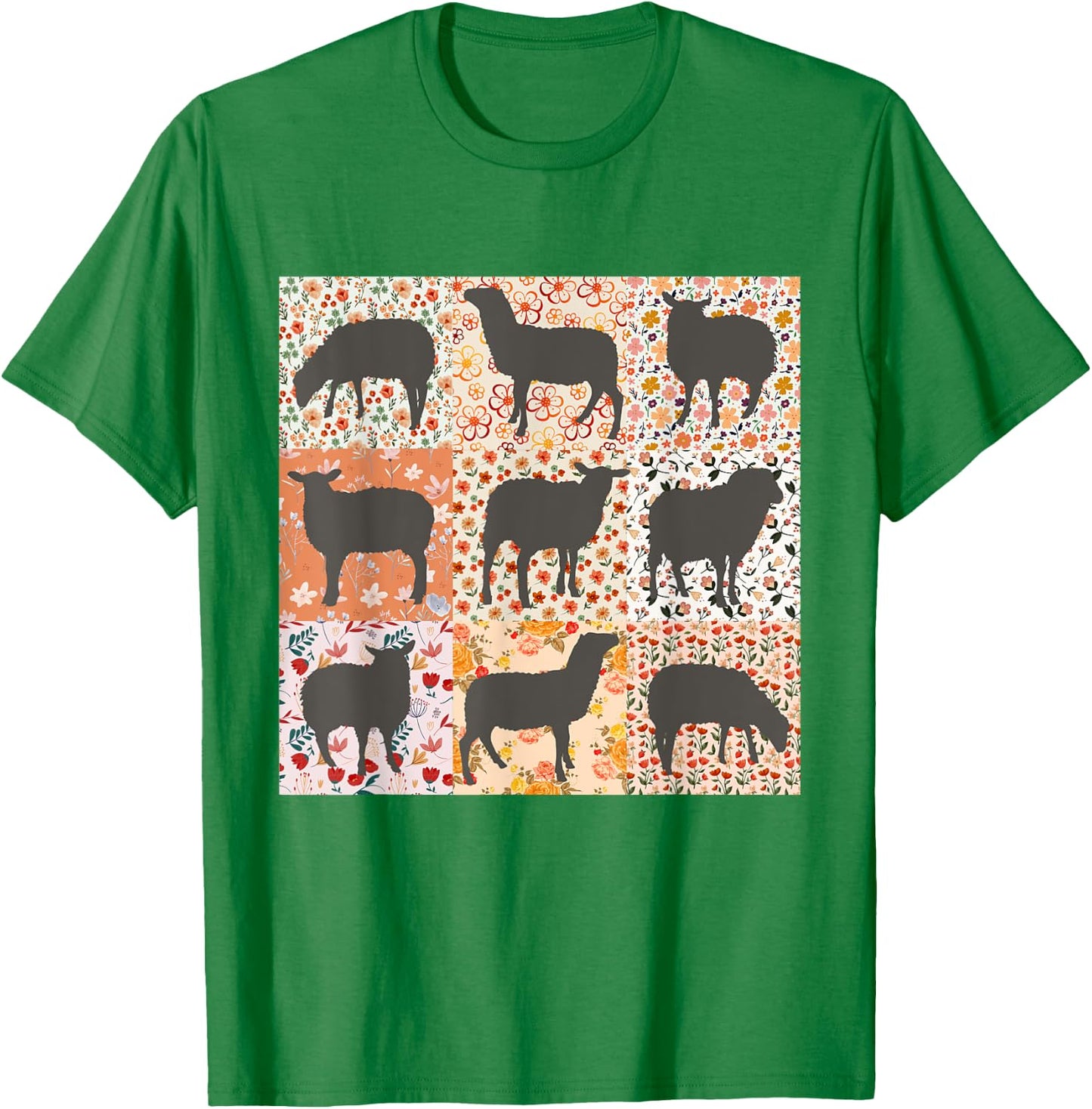 Sheep Lover Sheep Mom Sheep Mama Farmer Floral Boho Sheep T-Shirt - T-Shirt | Irish Green