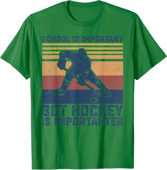 Funny School Is Important But Hockey Is Importanter Boys T-Shirt - T-Shirt | Irish Green