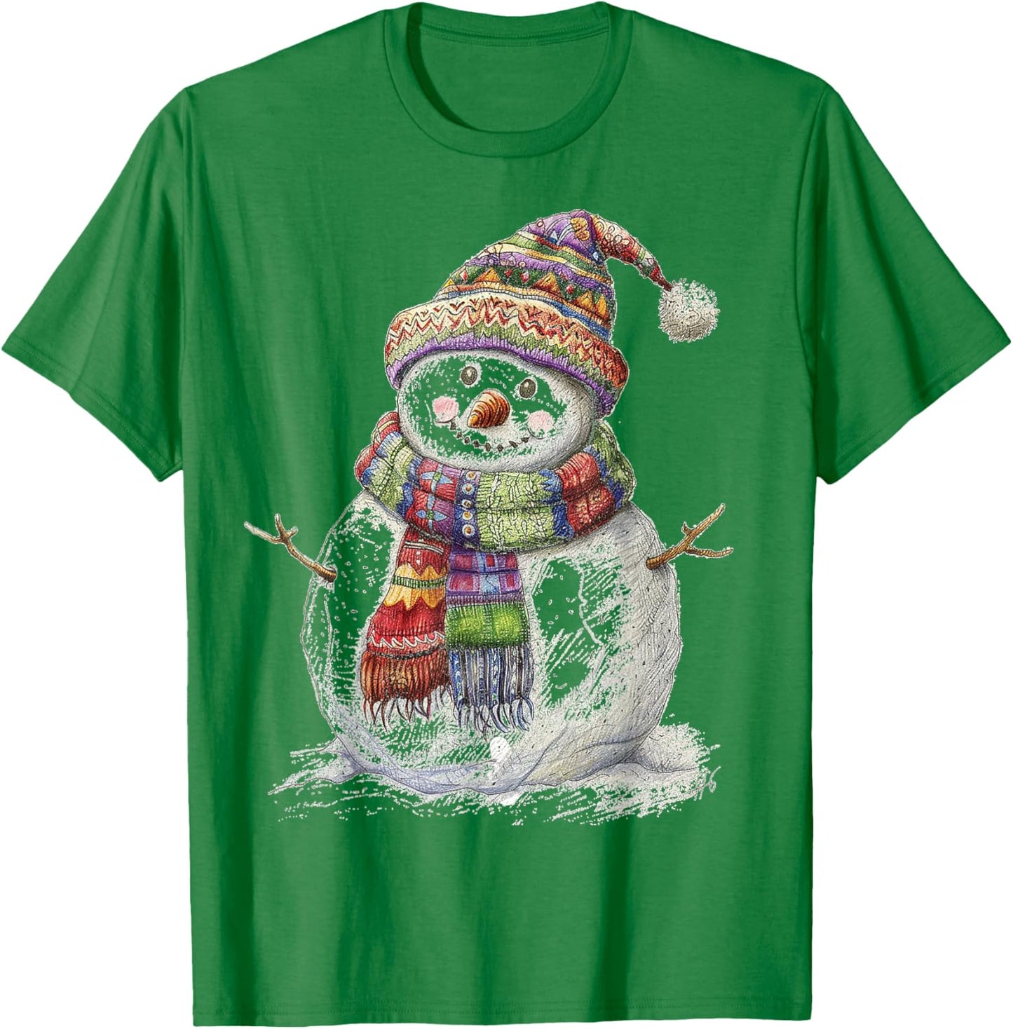 Snowman Christmas Graphic X-Mas Illustration Family Snowman T-Shirt - T-Shirt | Irish Green