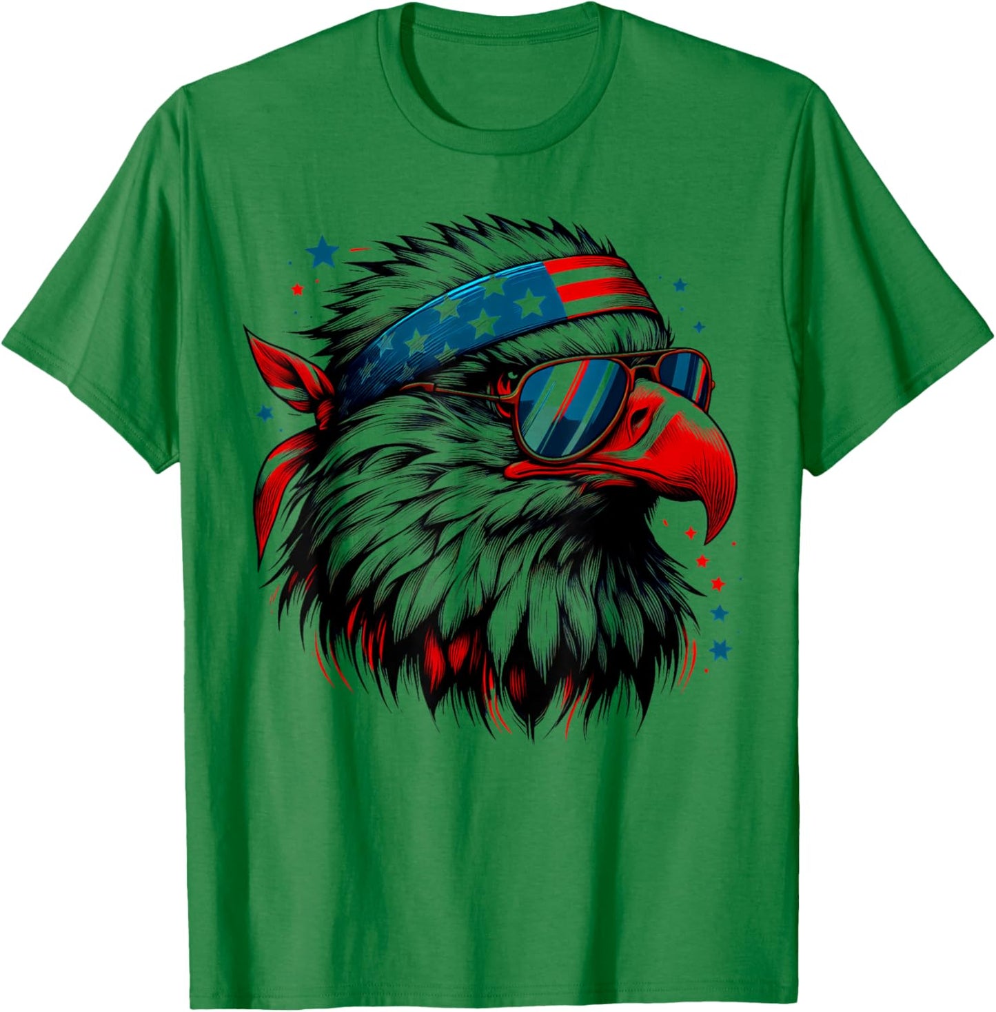 Bald Eagle Patriotic American Sunglasses Flag 4th Of July T-Shirt - T-Shirt | Irish Green