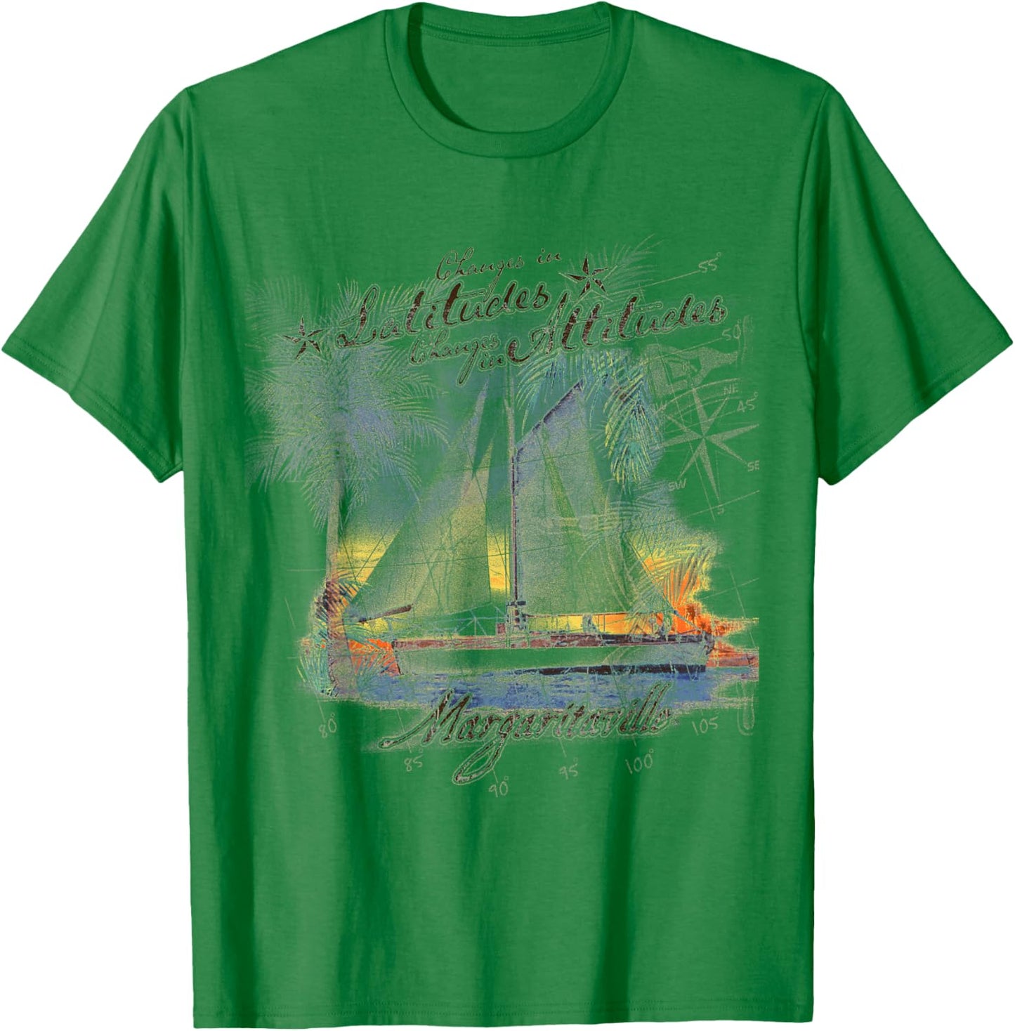 Margaritaville Changes in Latitude Grey Letter Print T-Shirt - T-Shirt | Irish Green