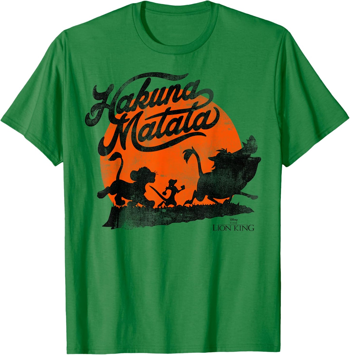 Disney Lion King Hakuna Matata Trio Orange Sunset Silhouette T-Shirt - T-Shirt | Irish Green