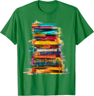 Books Painting Colorful Art Abstract Graphic Books T-Shirt - T-Shirt | Irish Green
