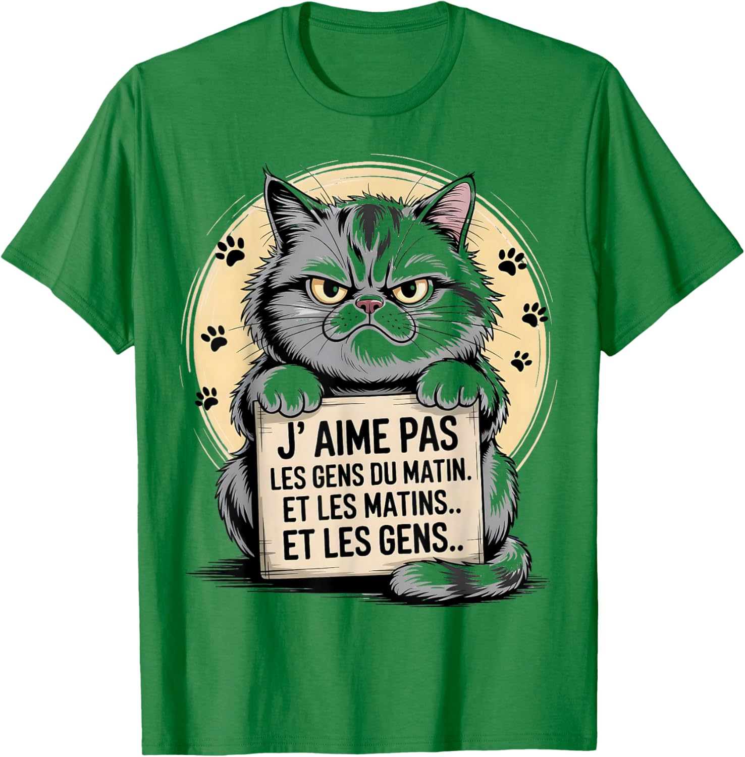 I Love Not Morning People Humor Cat Sarcasm Gift T-Shirt - T-Shirt | Irish Green
