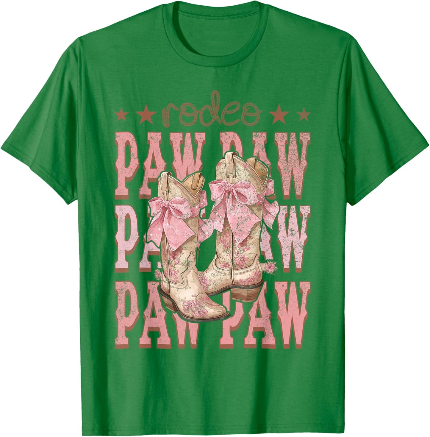 Rodeo Paw Paw Pink Boots Coquette Cow-Girl Birthday Party T-Shirt - T-Shirt | Irish Green
