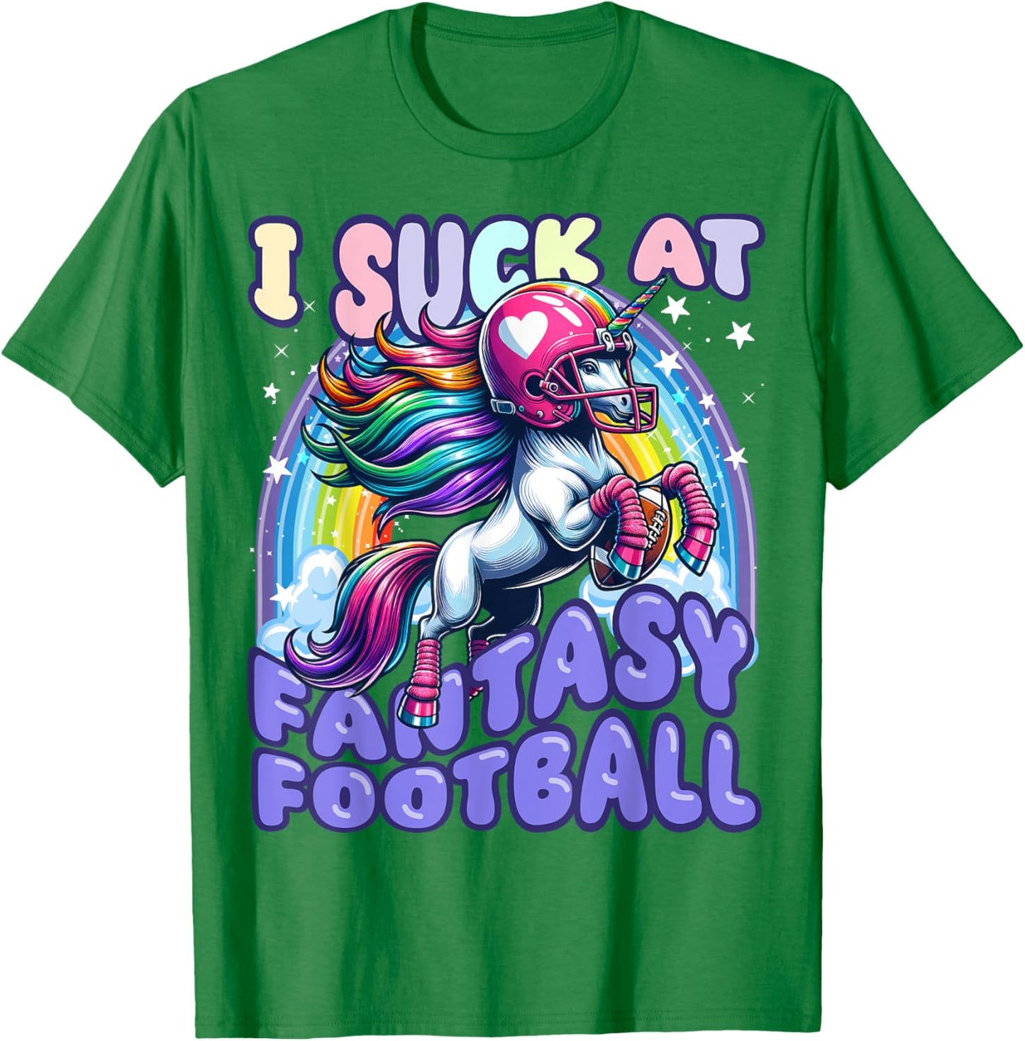 I Suck at Fantasy Football Unicorn Rainbow Loser Men T-Shirt - T-Shirt | Irish Green