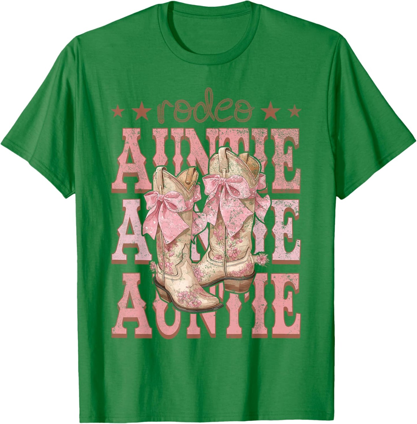 Rodeo Auntie Pink Boots Coquette Cow-Girl Birthday Party T-Shirt - T-Shirt | Irish Green