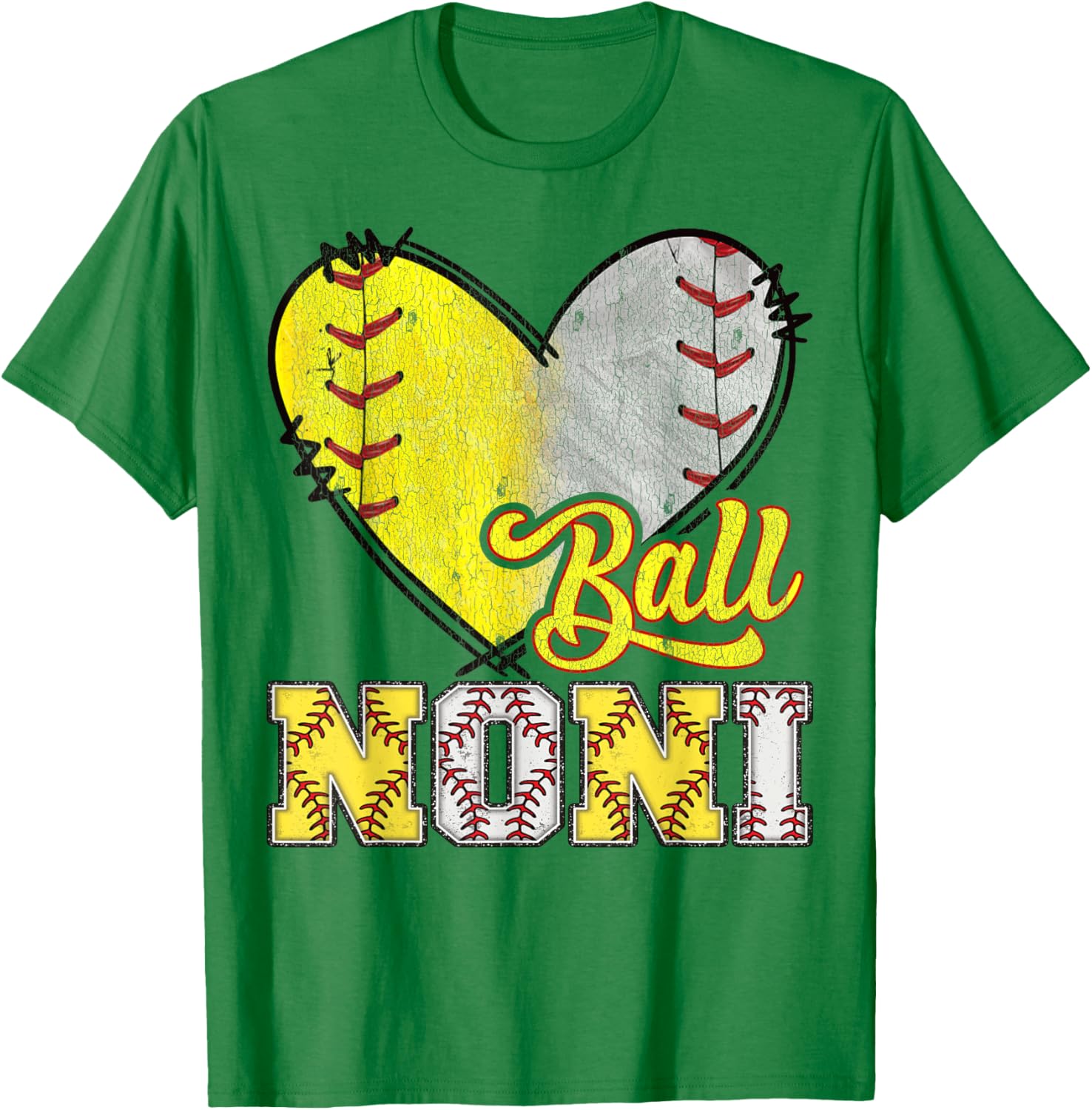 Noni Of Both Ball Noni Softball Baseball Game Day T-Shirt - T-Shirt | Irish Green